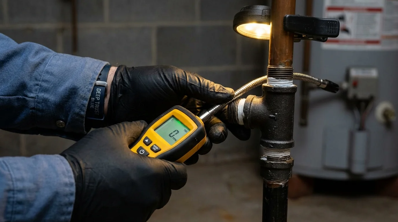 Gas leak detection with electronic sniffer by Johns Plumbing LLC in Knoxville